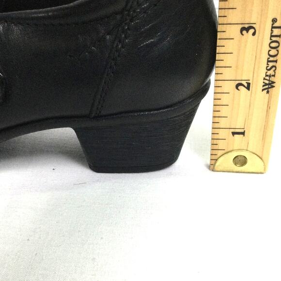 Earth Origins Madison Round Toe Chunky Heel Black Leather Slip On Women's Size 7 - Picture 12 of 13